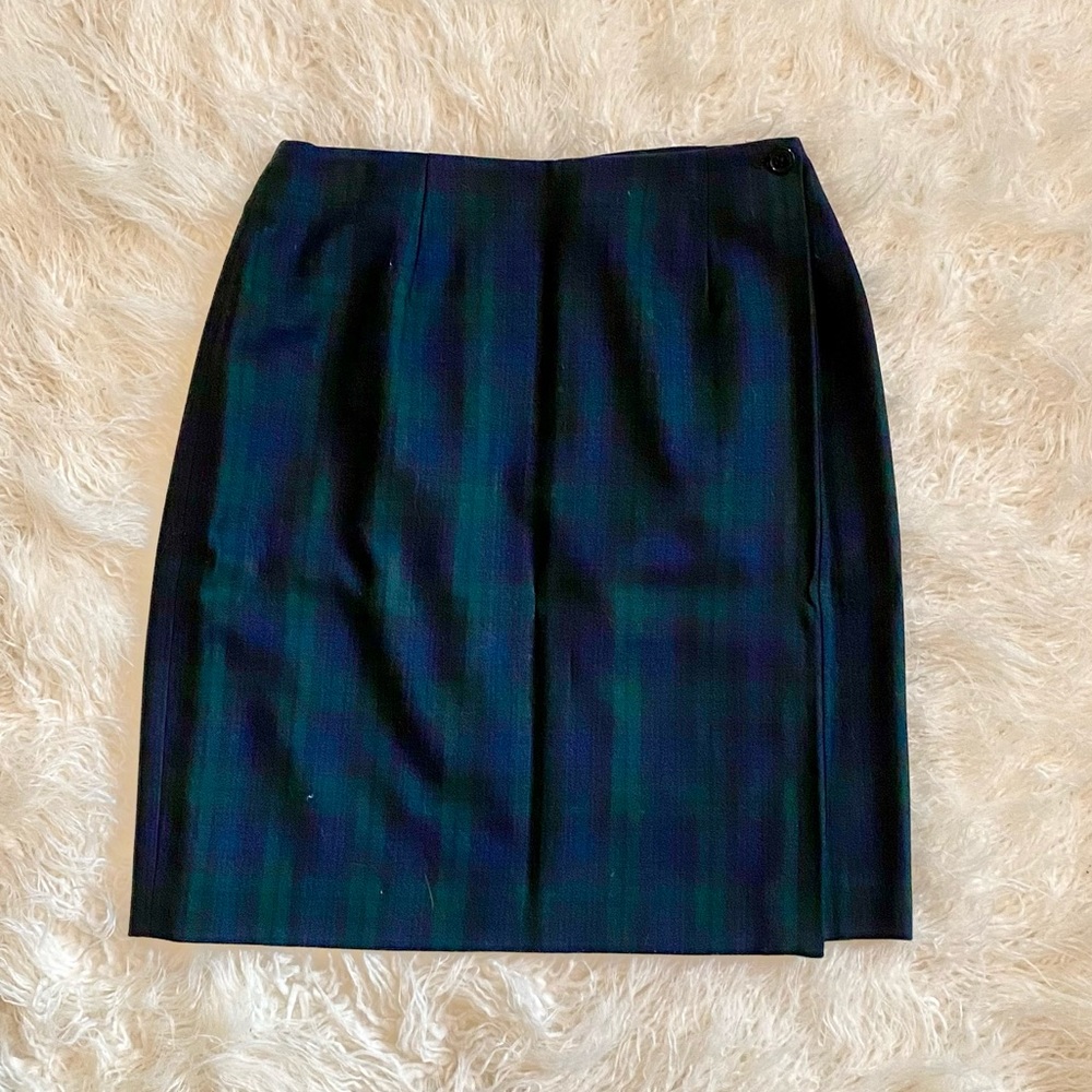 Talbots Navy Plaid Wrap Skirt, Size 6